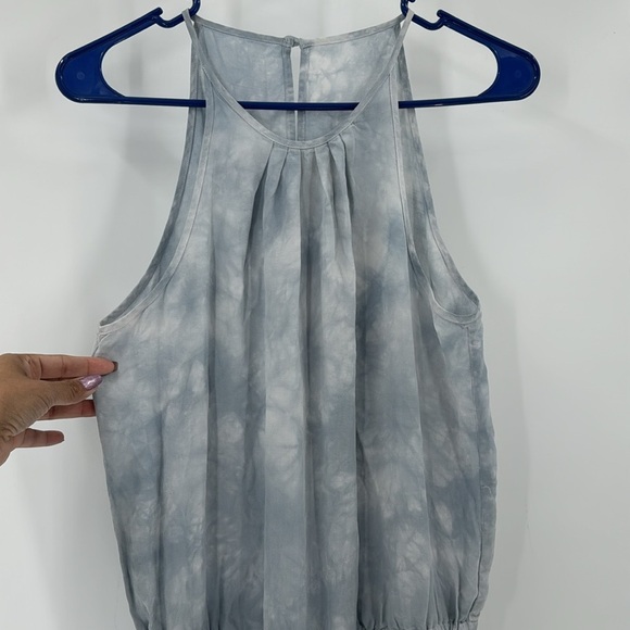 Cloth & Stone dip died tie dye blue light weight summer sleeveless jumpsuit - Picture 2 of 13